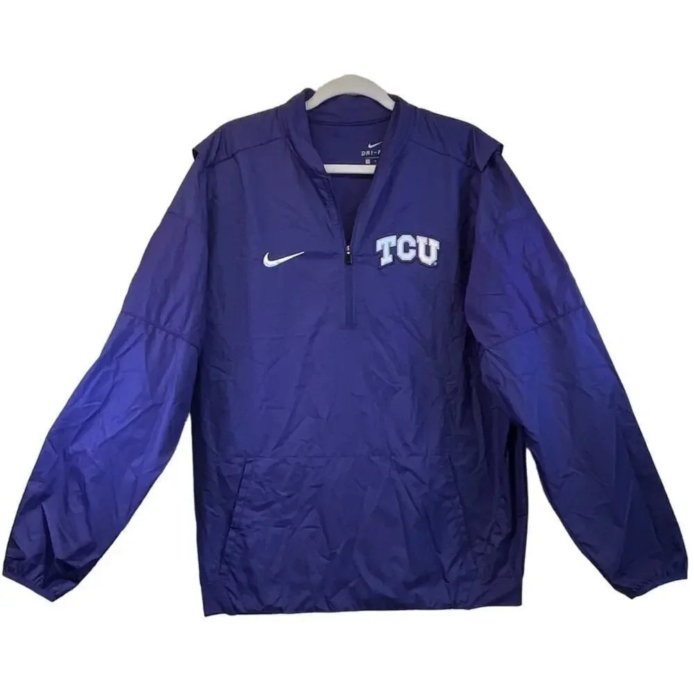 NIKE TCU College Logo Unisex M 1/4  Zip Windbreaker Front Pocket